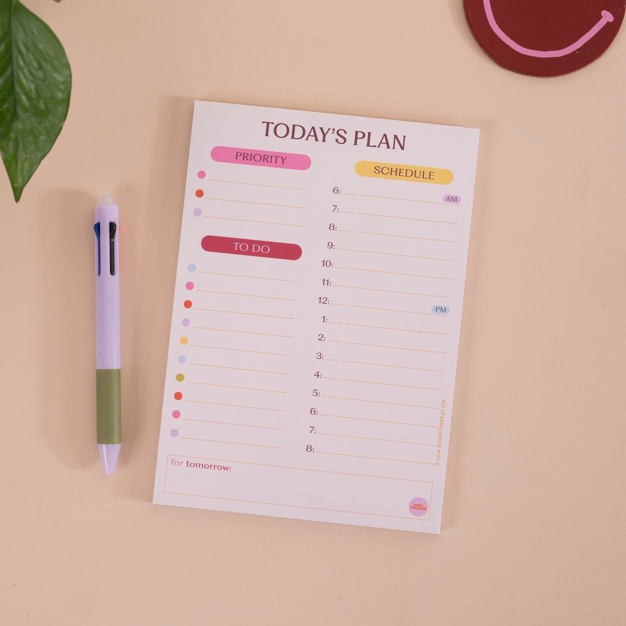 A5 Colour Theory Daily Planner Pad, dedicated to-do list section