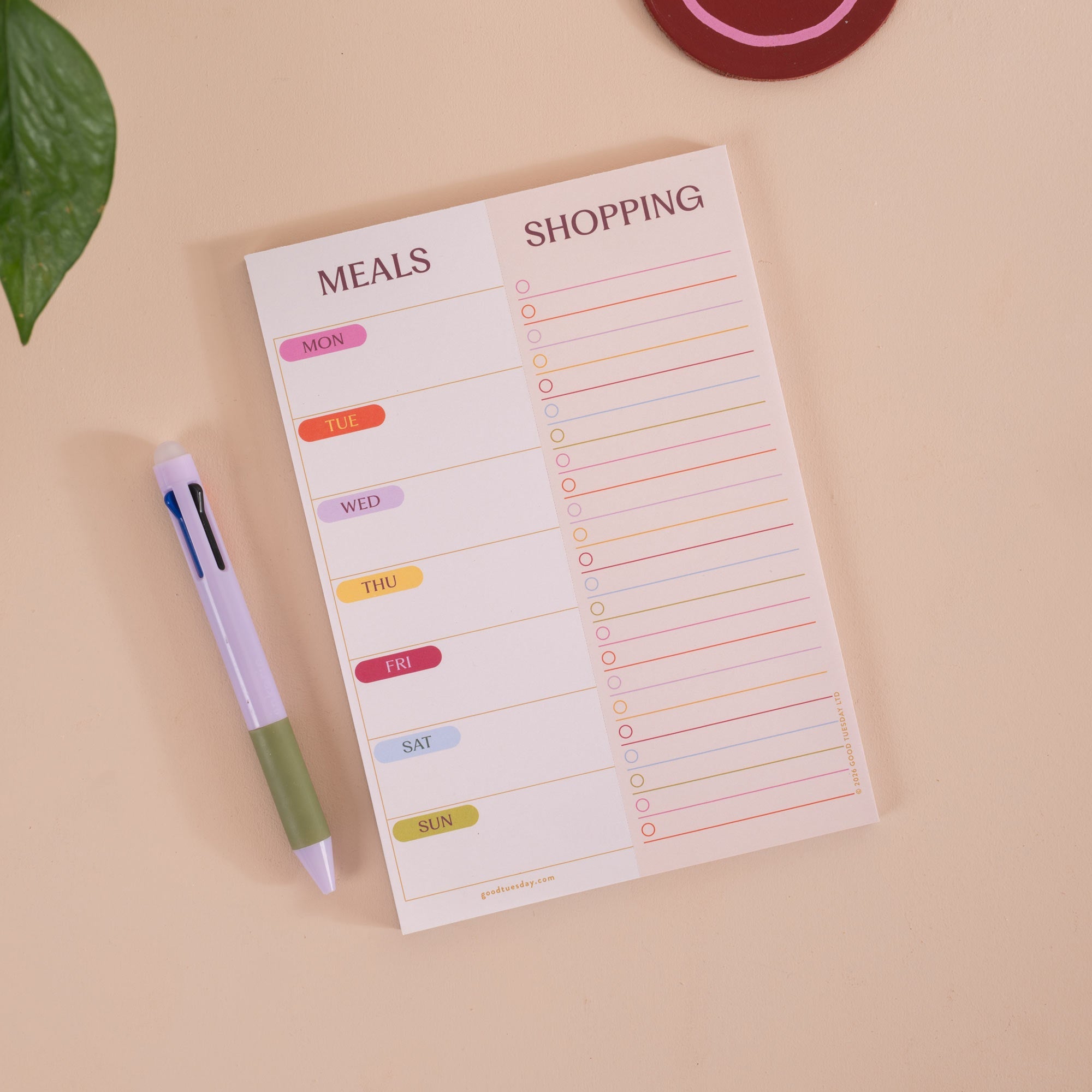 A5 Meal Planner & Shopping List, 50 tear-away pages printed on 100% recycled paper