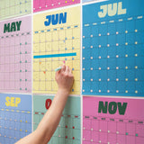 Retro Daze undated year wall planner, 12 pages on a wall, hung up together 