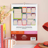 Back of 2026 to 2027 A3 family wall calendar with ring binding and wall hanging loop