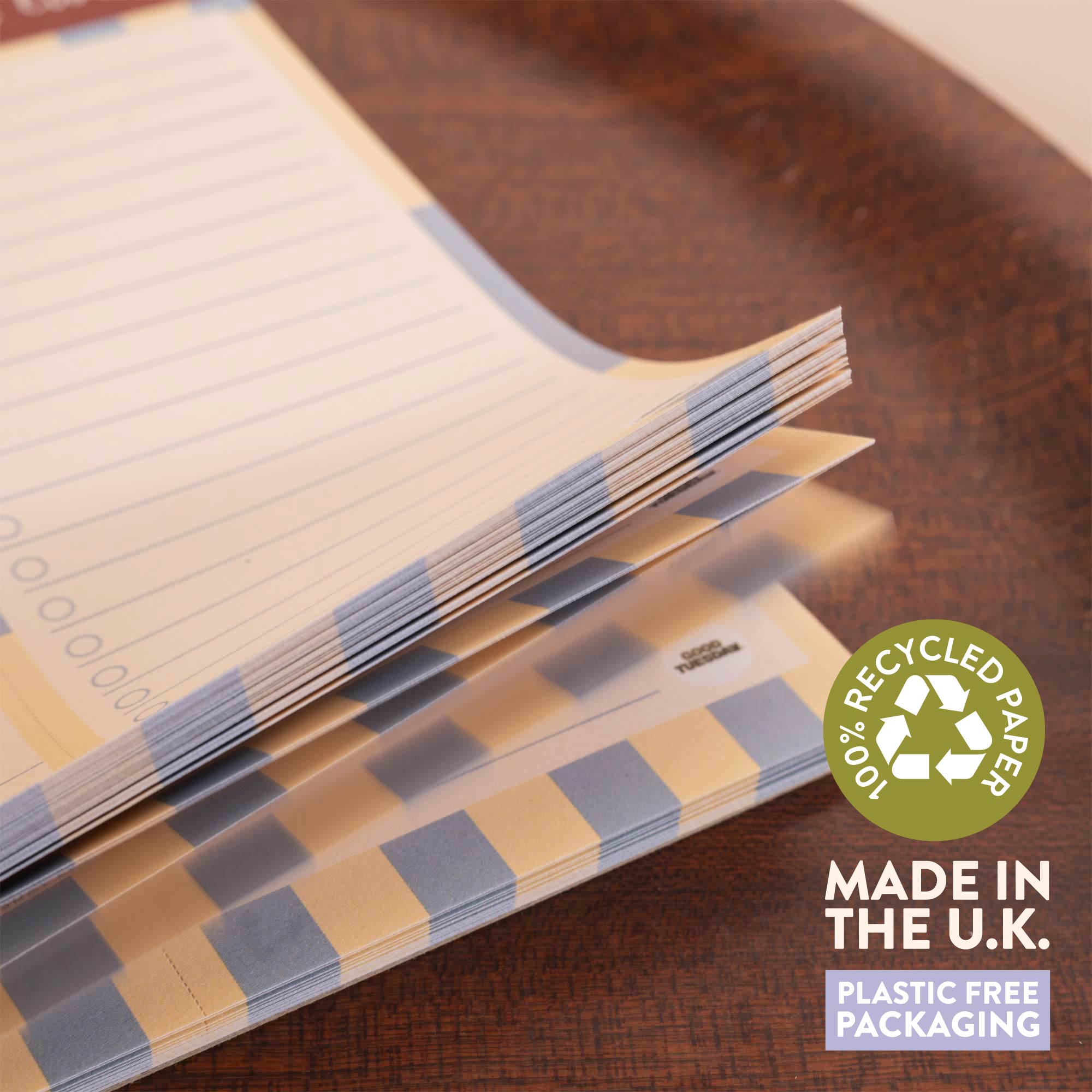 A4 Butter Blue Meal Planner Pad, A4 size on 100% recycled paper with cardboard backing