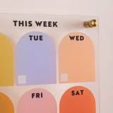 Close up of daily arches on A4 reusable weekly planner with spacious layout