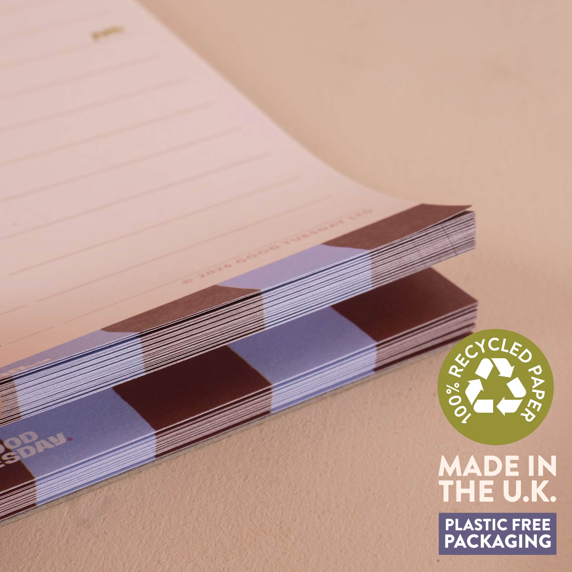 A5 Checks & Stripes Daily Planner Pad, 50 tear-away pages on 100% recycled paper
