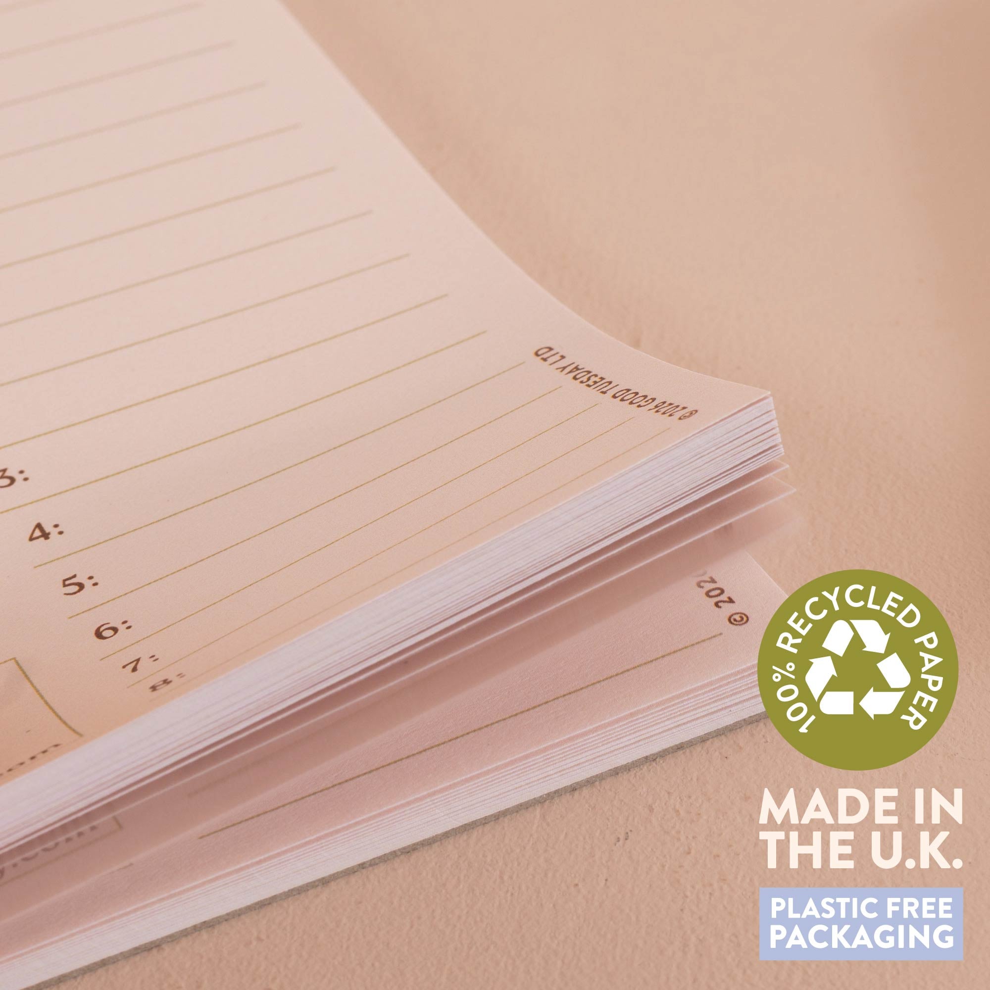 A5 Matcha Daily Planner Pad, separate notes section for the day