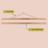 Oak hanging bars with fixed cord on a beige background