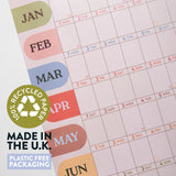 Wall planner, 150gsm recycled paper, plastic-free packaging