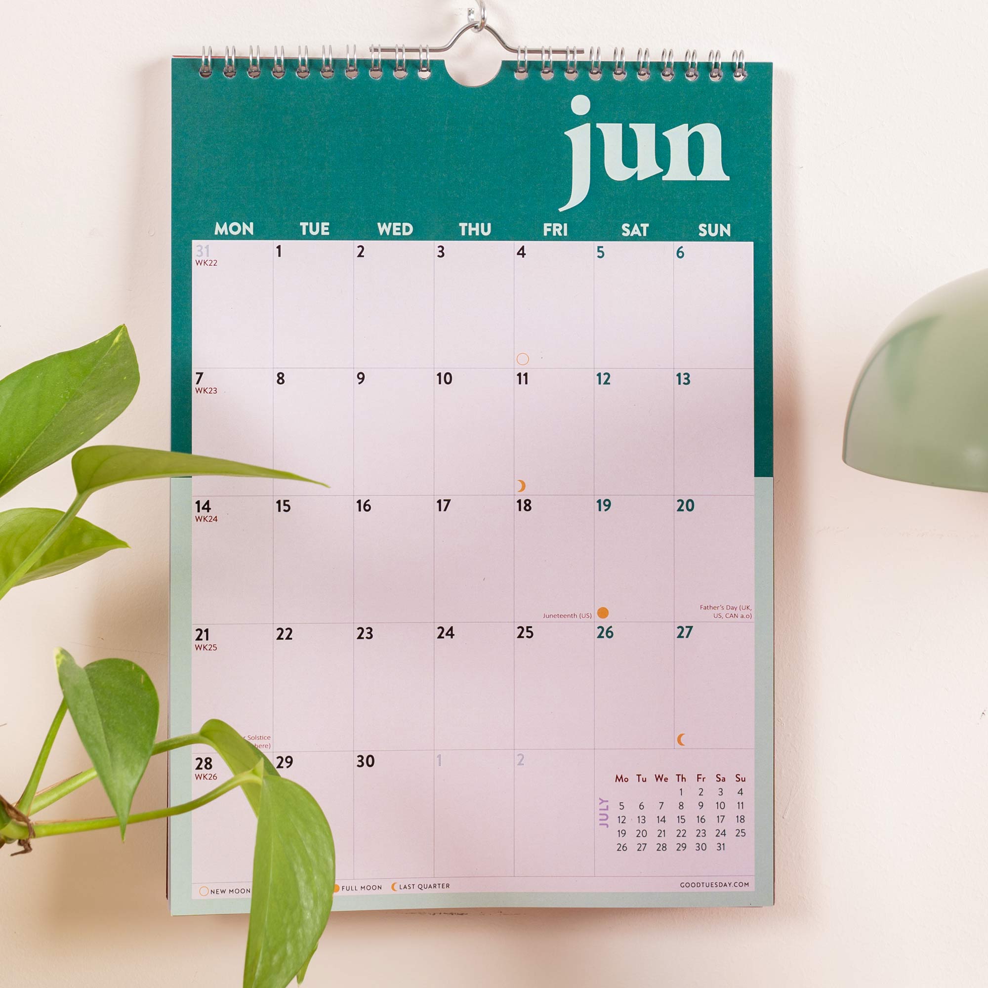 2027 Bold Block A4 Calendar, UK and US holidays included