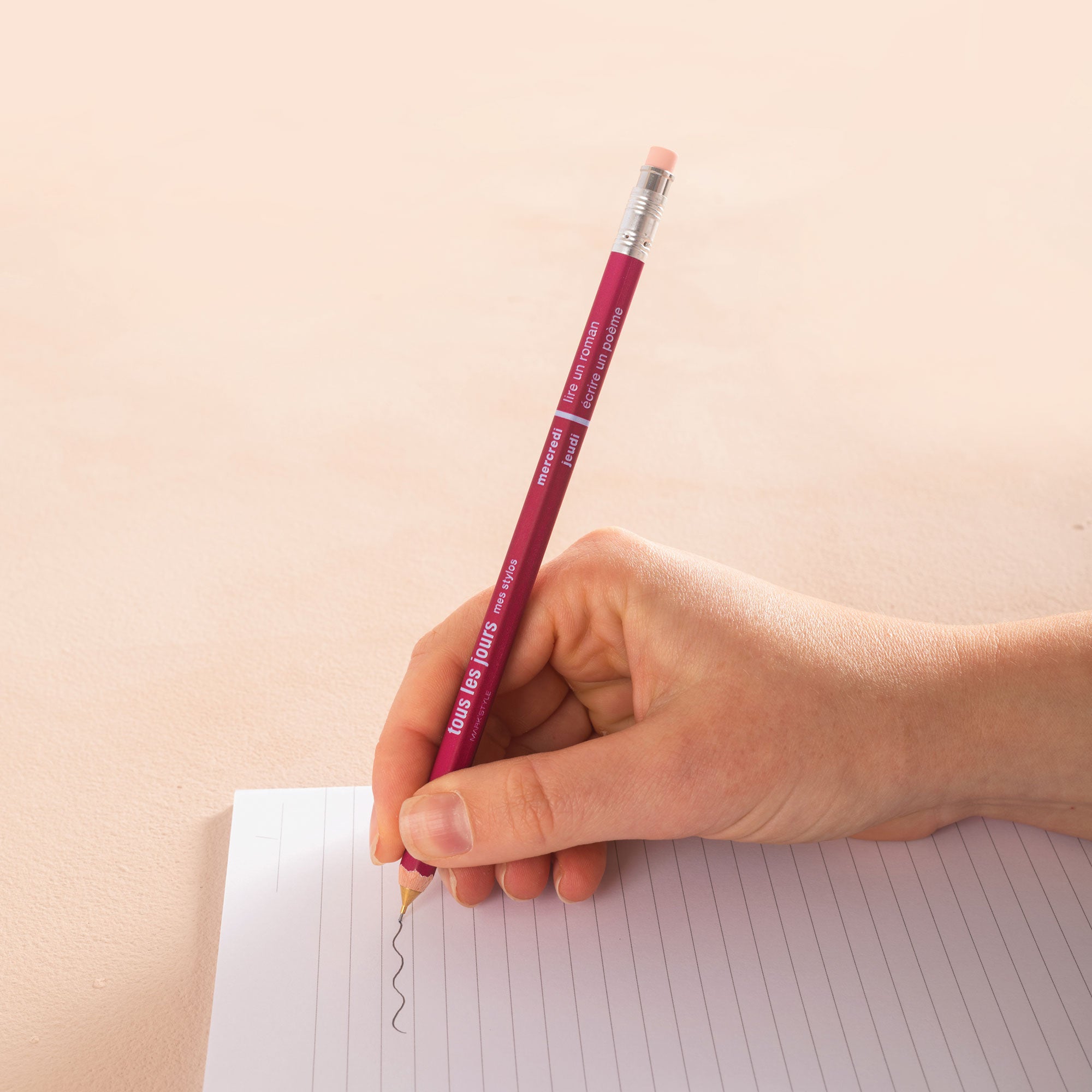 Mechanical pencil in wine red, tous les jours french days of the week
