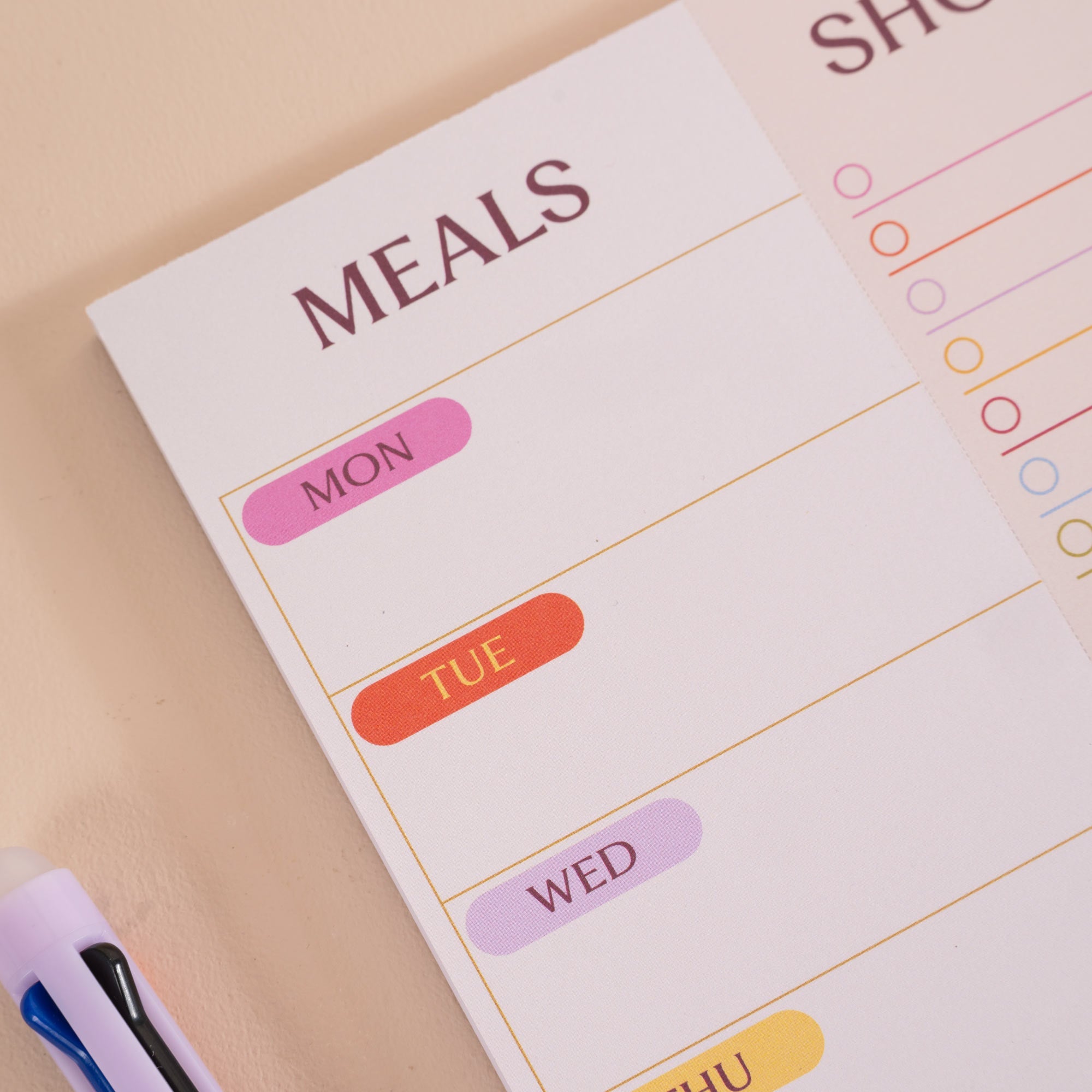 A5 Meal Planner & Shopping List, compact A5 size, magnet compatible for the fridge