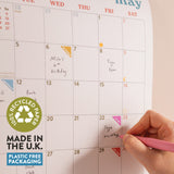 2026 Calendar 'Recycled Paper', plastic free and make in the UK 