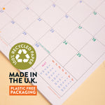 2027 compact wall calendar, punched hole for hanging, recycled paper