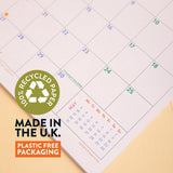 2027 compact wall calendar, punched hole for hanging, recycled paper