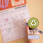 2027 compact wall calendar, punched hole for hanging, recycled paper