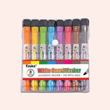 Outer packaging of the 8 colourful dry wpe pens.
