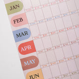 2027 Boho Arches wall planner, week numbers and monthly grid layout