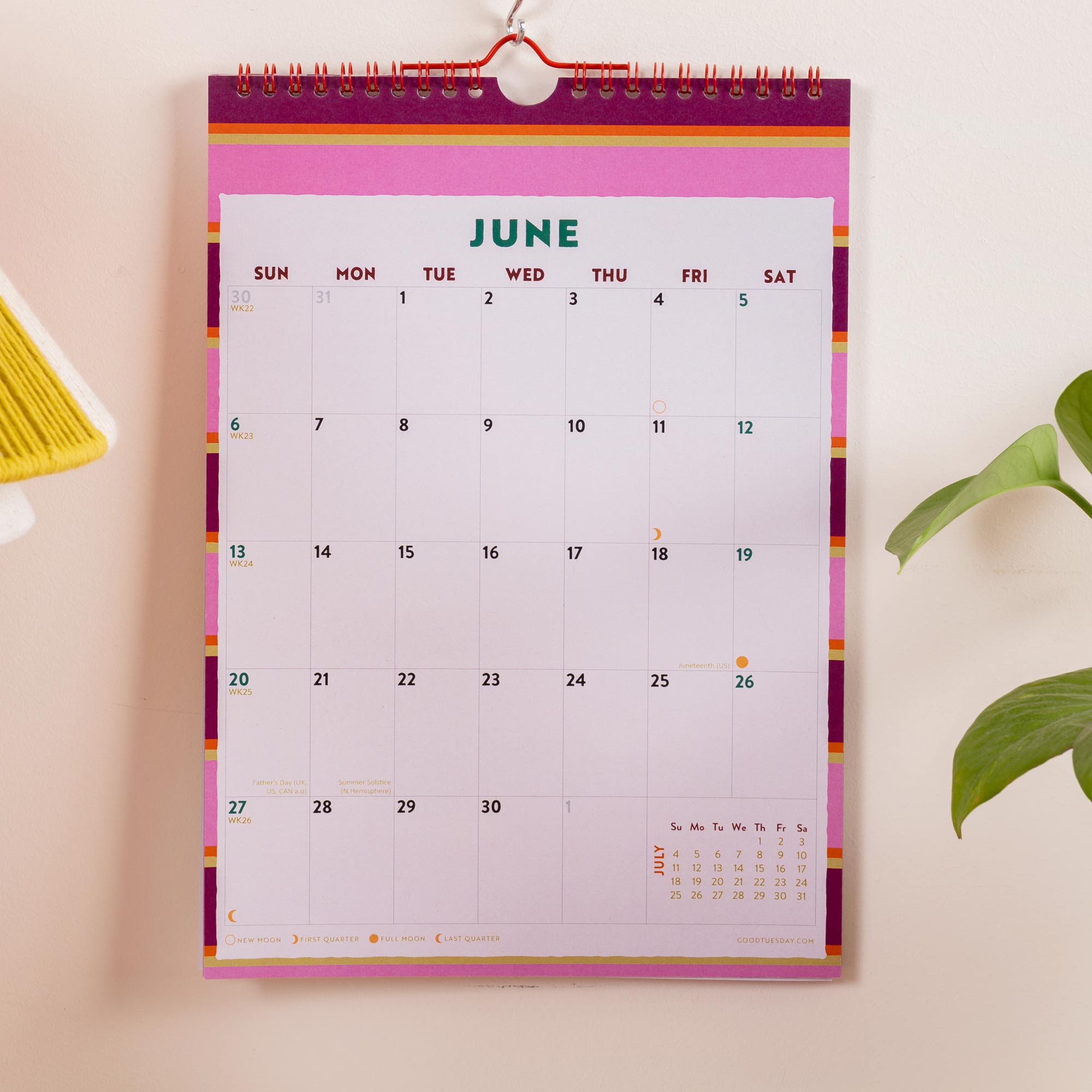 2027 Checks & Stripes A4 Calendar, mini month summary