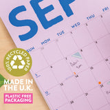 2027 Colourburst A4 Calendar, white wireo binding with hanging loop