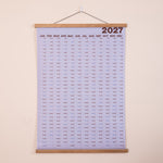 2027 Glacier Blue wall planner, January to December monthly overview