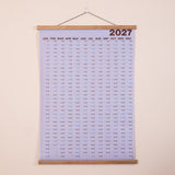2027 Glacier Blue wall planner, January to December monthly overview