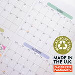 A1 wall planner, 150gsm recycled paper, plastic-free packaging