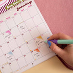 2027 compact wall calendar, punched hole for hanging, recycled paper