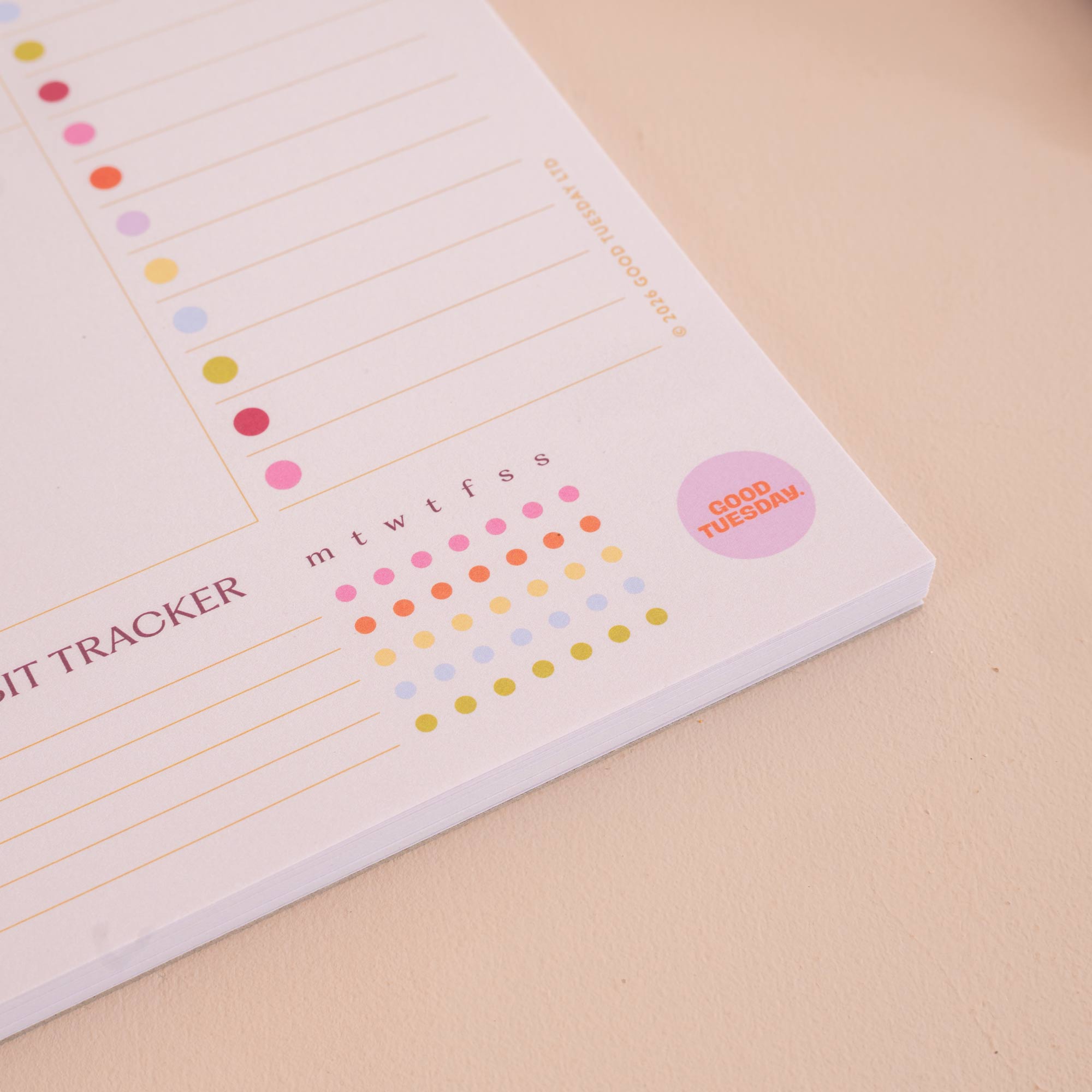A4 Colour Theory Weekly Planner Pad, 52 tear-away pages on 100% recycled paper
