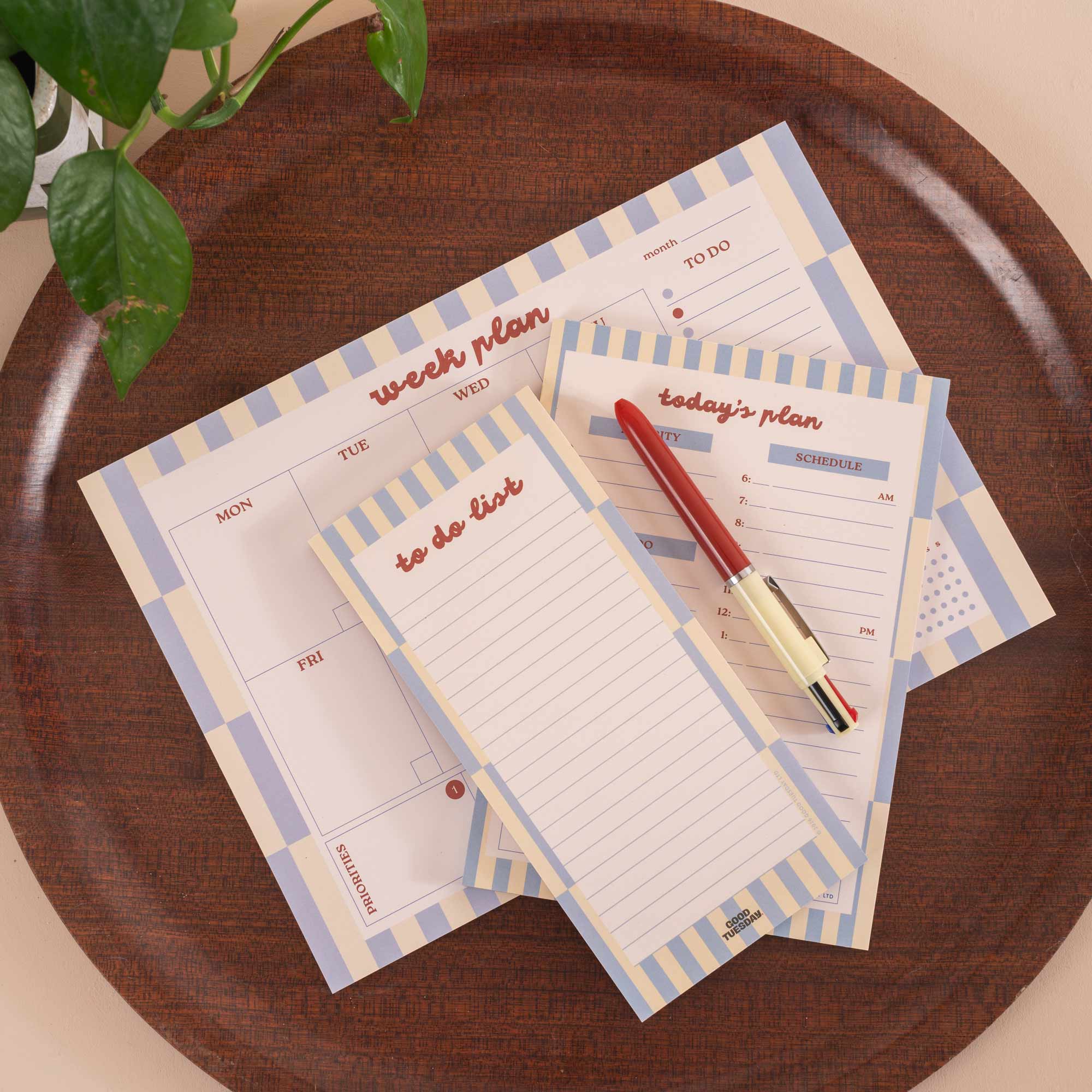 A5 Butter Blue Daily Planner Pad, compact A5 size, magnet compatible for display