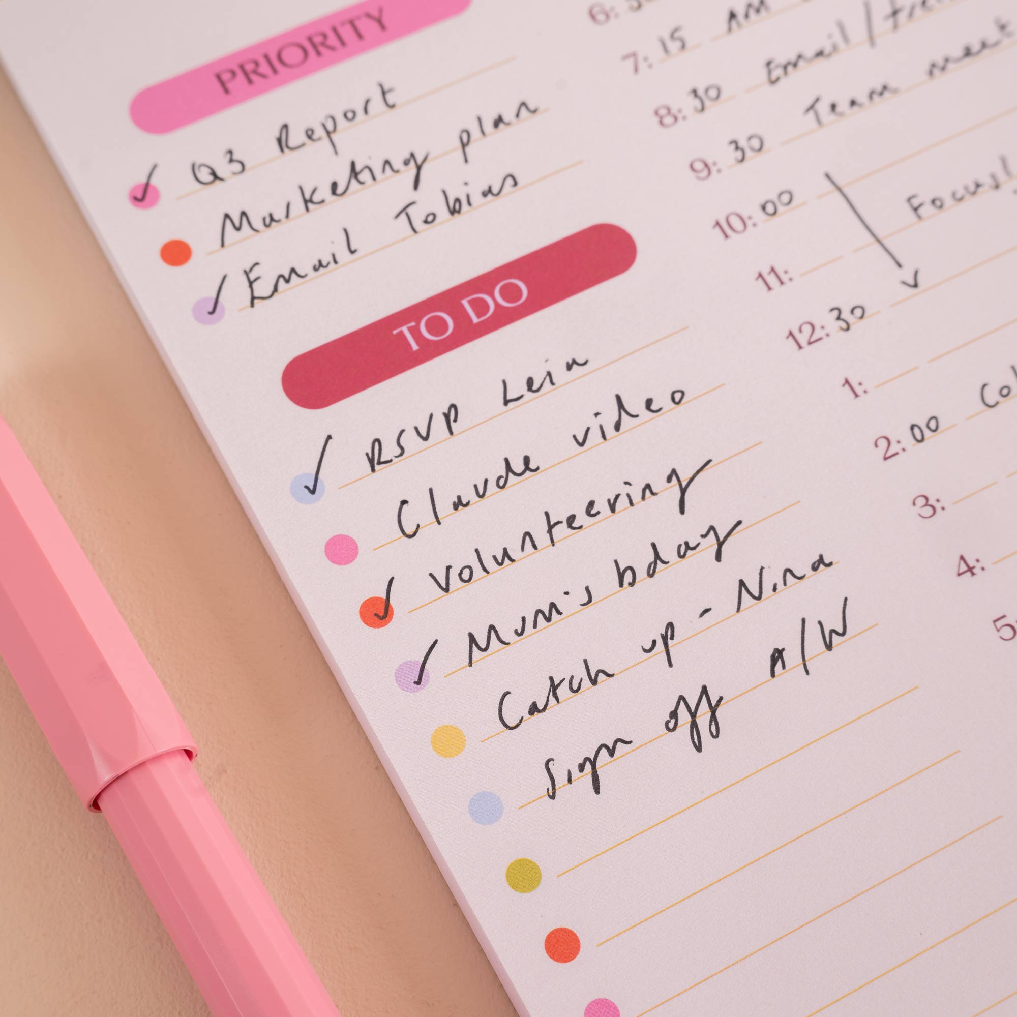 A5 Colour Theory Daily Planner Pad, 50 tear-away pages on 100% recycled paper