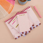 Checks & Stripes To Do List Pad, compact 10 x 21cm size, magnet compatible for fridge display