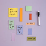 Set of 10 magnetic memo notes in a colourblock design by Kikkerland