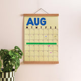 Butter and Bold undated Wall Planner in the month of August, in use, hung on a wall