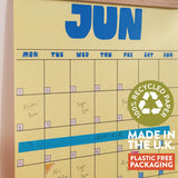 Butter Yellow june planner page with a recycling logo and text about recycled paper and plastic-free packaging.
