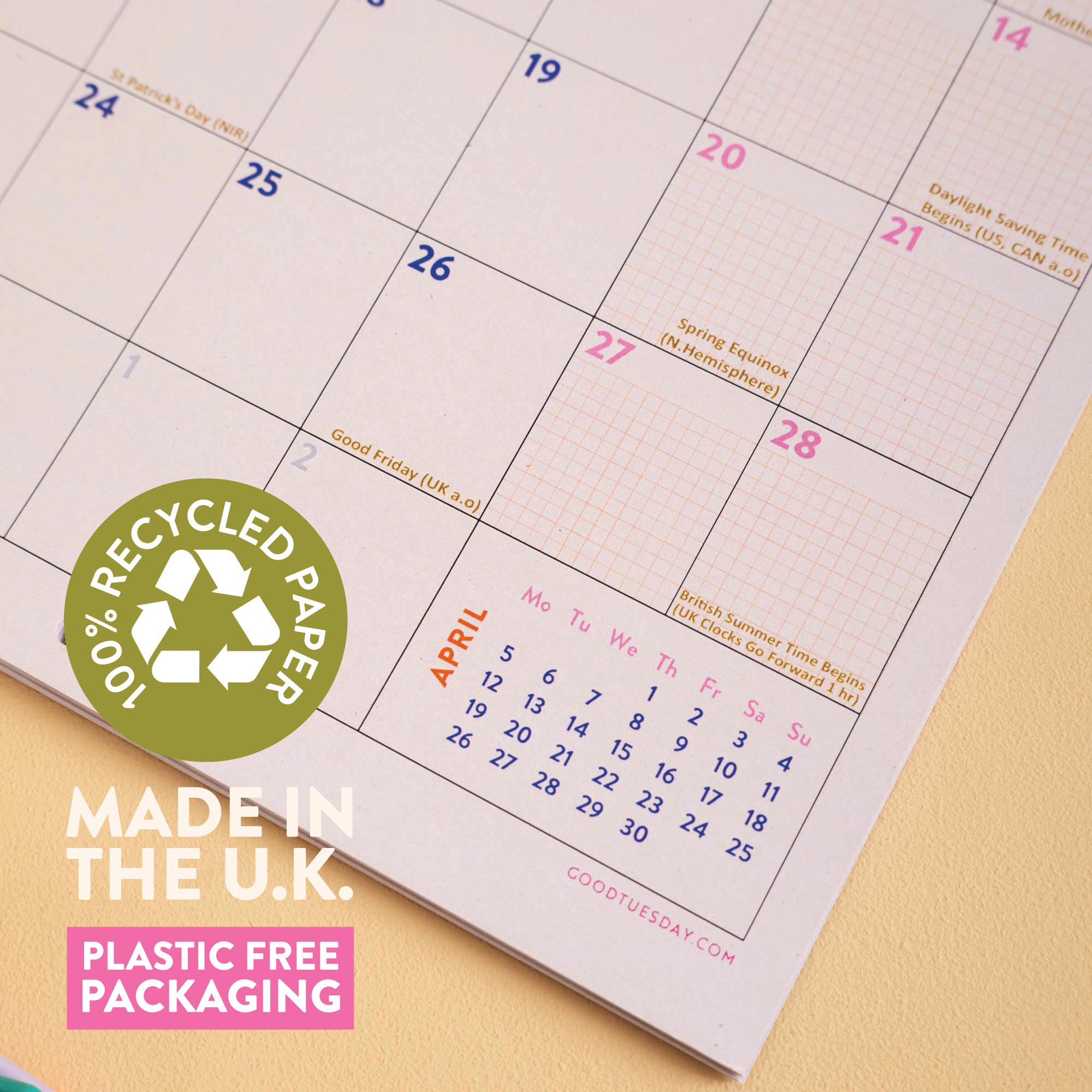 Arty Dogs wall calendar, week numbers and moon phases included