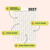 2027 Large A1 Wall Planner | Portrait | Black & White
