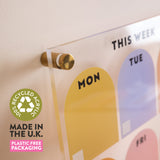 100% reycled acrylic badge. Make in the UK. Plastic free packaging