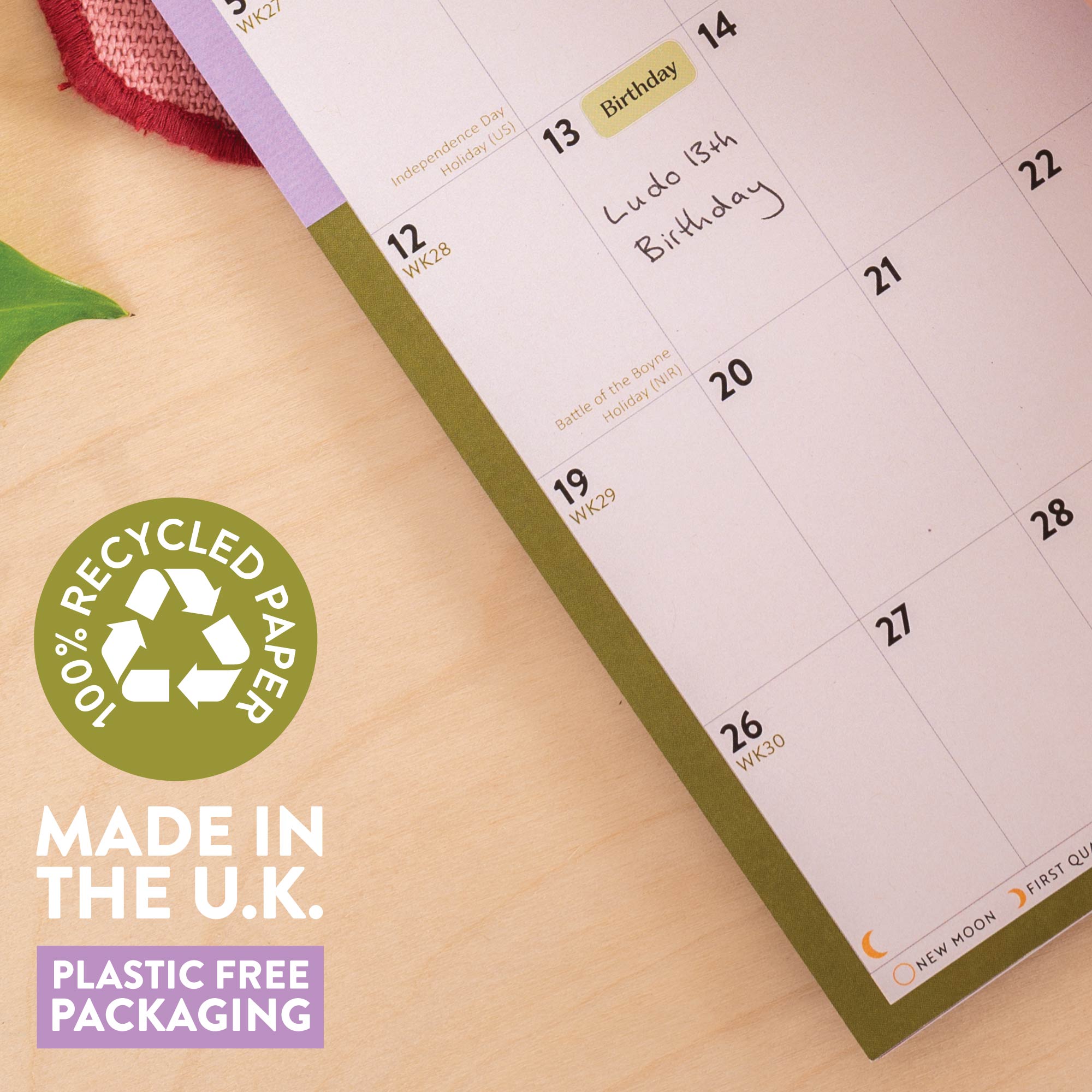 2027 Bold Block A4 Calendar, silver wireo binding with hanging loop