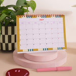January to December 2027 year overview at the front, Checks & Stripes Desk Calendar