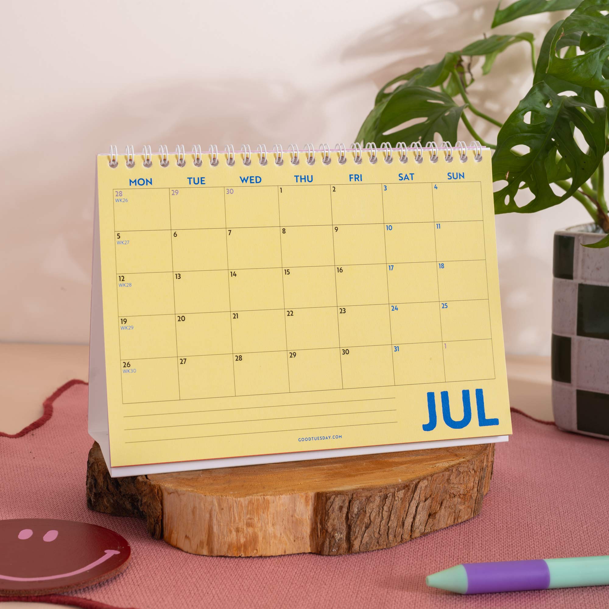 January to December 2027 year overview at the front, Colourburst Desk Calendar