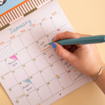 Seashells wall calendar, week numbers and moon phases included