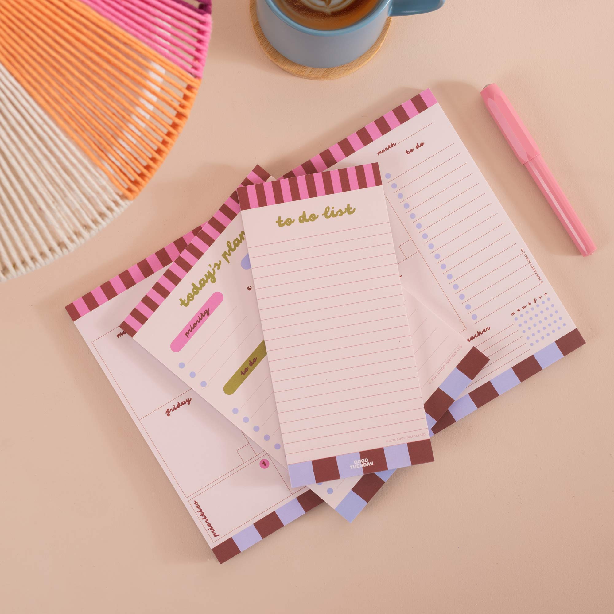 A4 Checks & Stripes Weekly Planner Pad, A4 size, magnet compatible for display