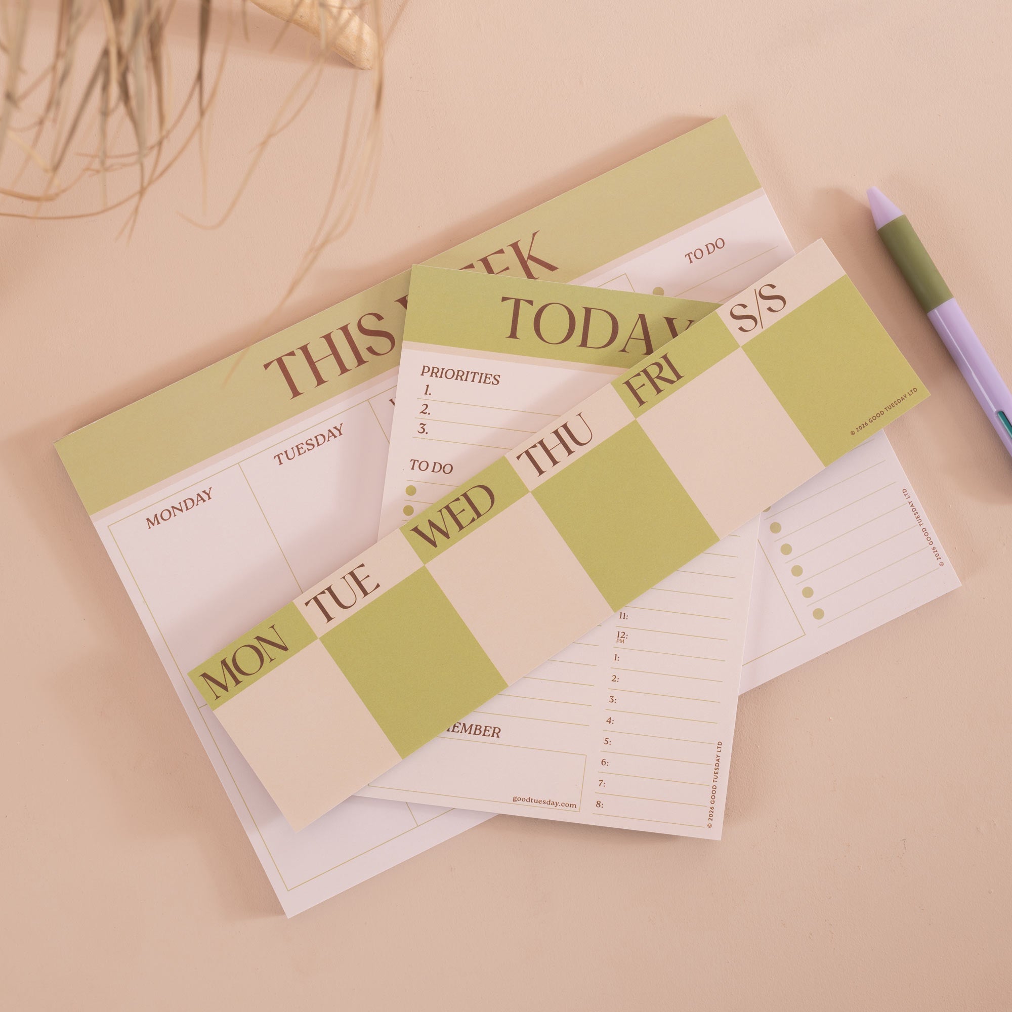 A5 Matcha Daily Planner Pad, compact A5 size, magnet compatible for display
