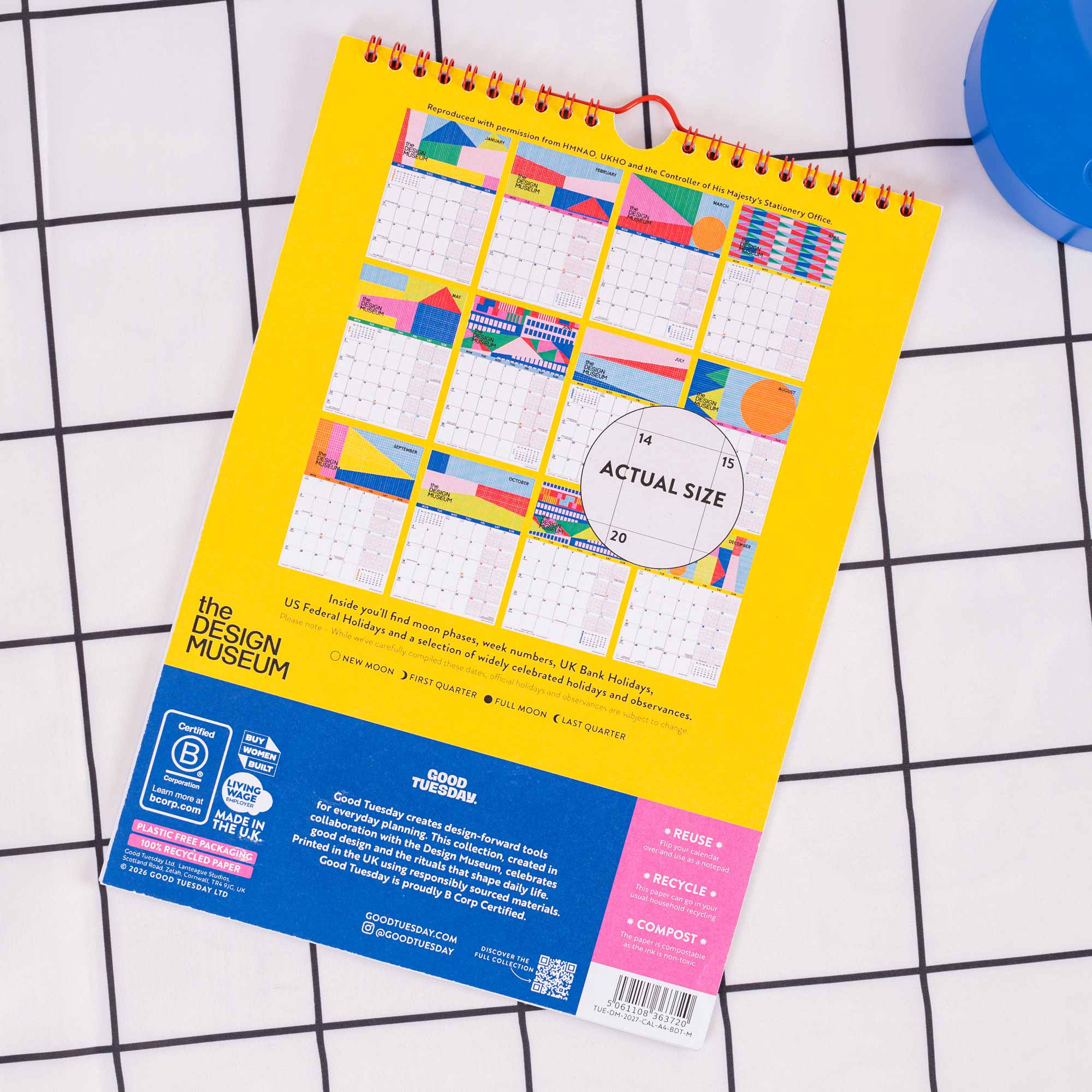 2027 Design Museum Bold Type A4 Calendar, Monday start, January to December 2027
