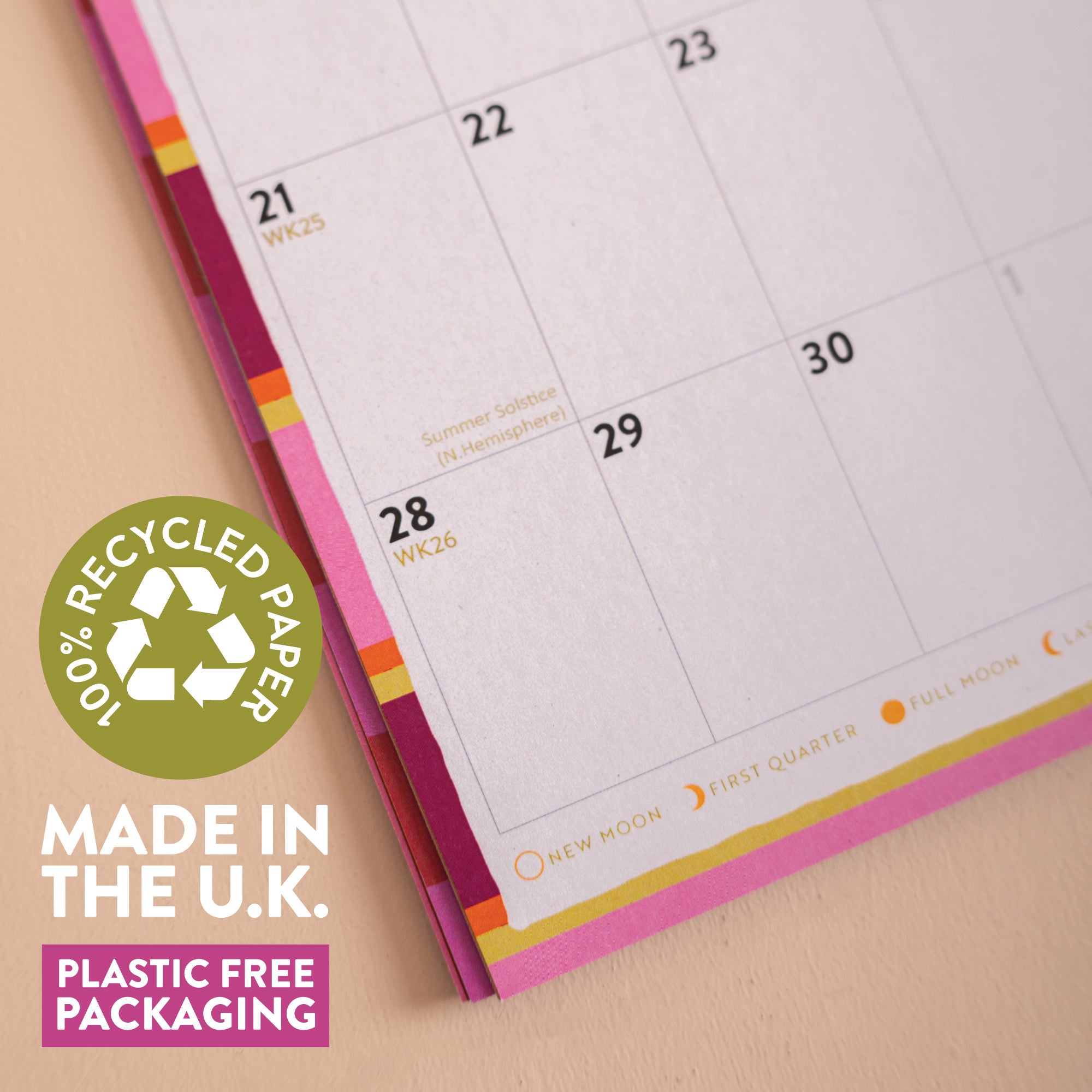 2027 Checks & Stripes A4 Calendar, hung on wall for monthly planning