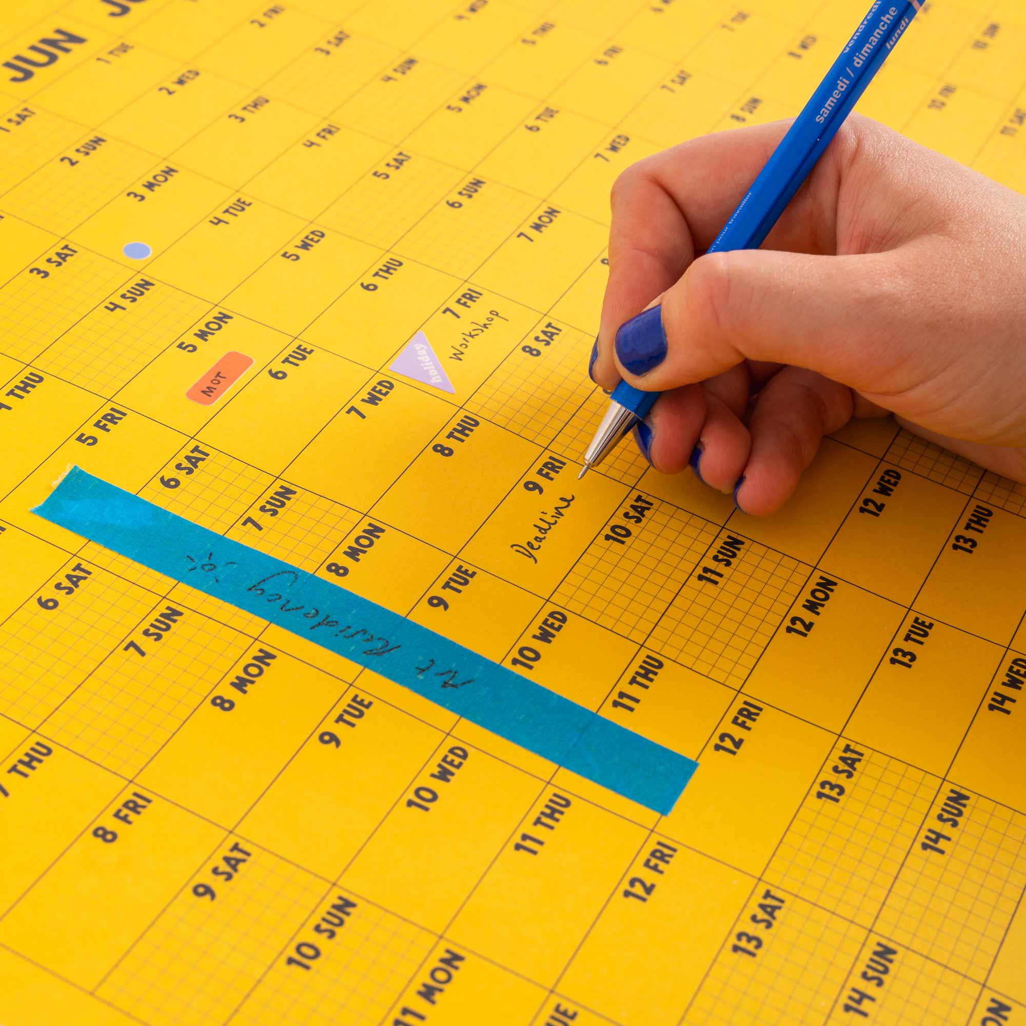2027 Design Museum Yellow Wall Planner, bold primary yellow colourway