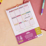 2027 Checks & Stripes A4 Calendar, playful pop of colour on desk or wall