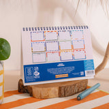 150gsm recycled and recyclable inner pages, 2027 Coastal Stripe Desk Calendar, made in the UK