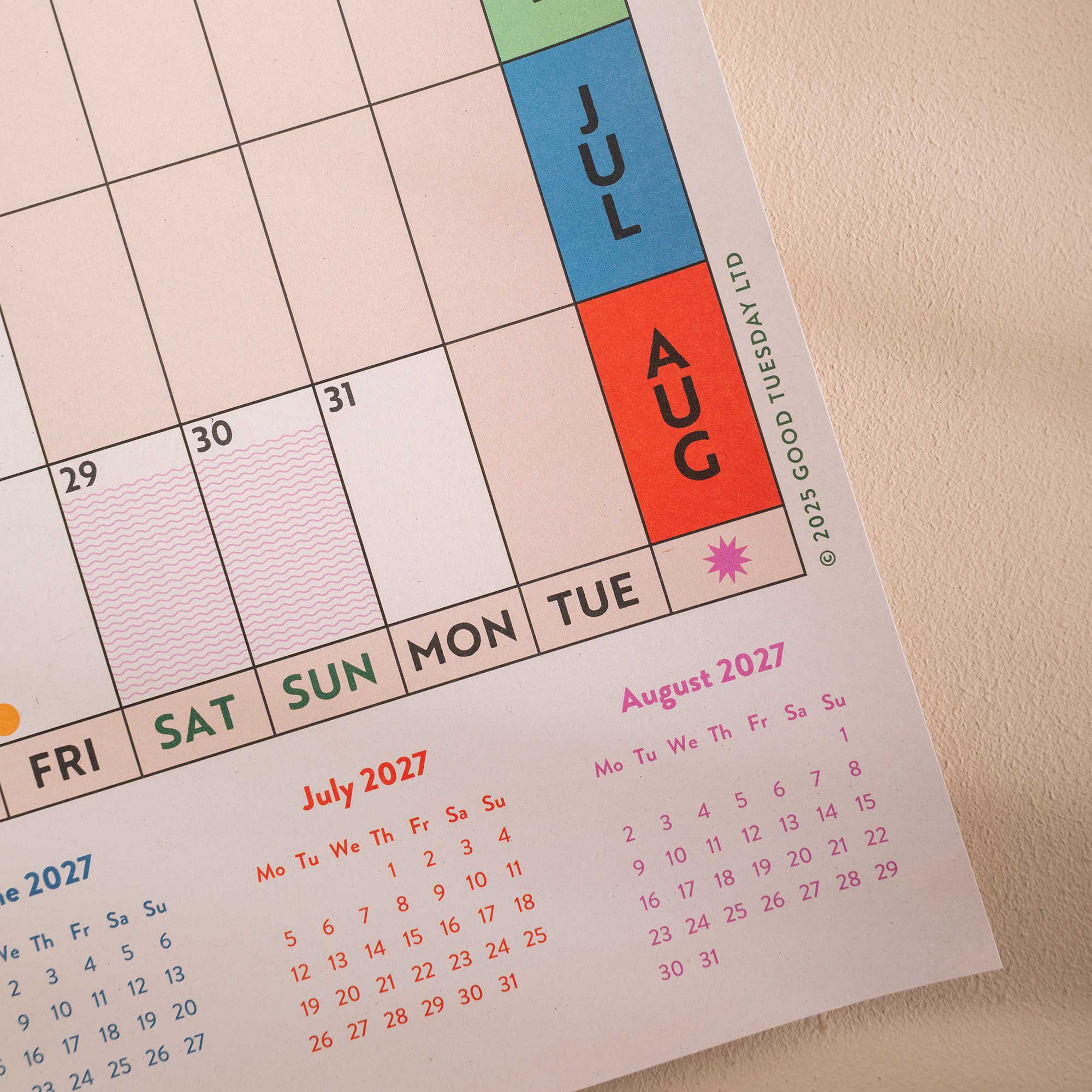 academic wall planner with mini overview of 2026-2027