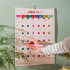 Large A3 undated 12-month wall calendar with bold colourful design, perfect for flexible year-round planning. Printed on 100% recycled paper with a large grid layout.