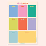 A4 Bright Side Weekly Planner Pad by Good Tuesday, sunny colour palette weekly planner pad in portrait format