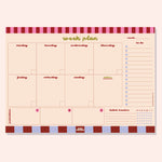 A4 Checks & Stripes Weekly Planner Pad by Good Tuesday, pattern-mixed weekly planner pad